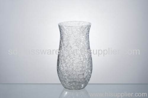 crackle glass flower vase