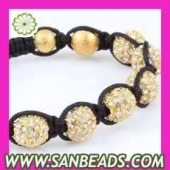 Fashion shamballa bracelets with gold crystal diso ball