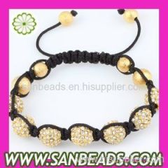 Faceted Black Crystal Beads Shamballa Bracelet