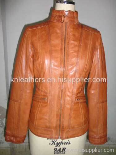 Ladies Leather Jacket with Waxing