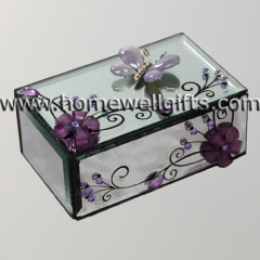 Mirror jewelry box with purple plumeria