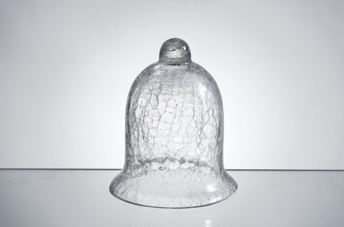 crackle glass bell candle holder