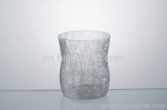 clear crackle glass candle holders