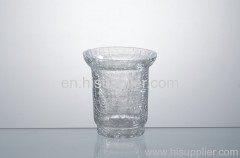 tall glass crackle candle holder