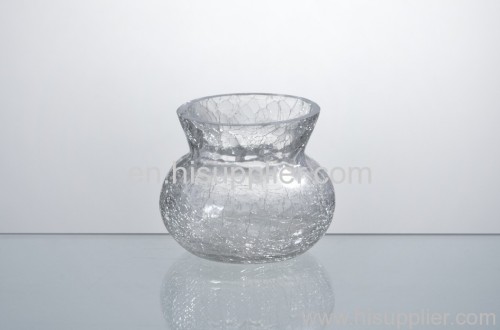 crackle glass flower jar