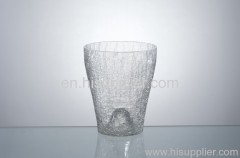 taperd crackle glass cande holder