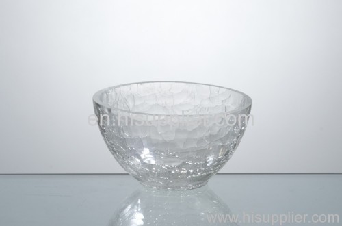 small clear crackle glass candle bowl