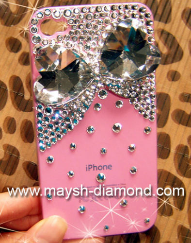 pink ribbon swarovski elements iphone 4 cover