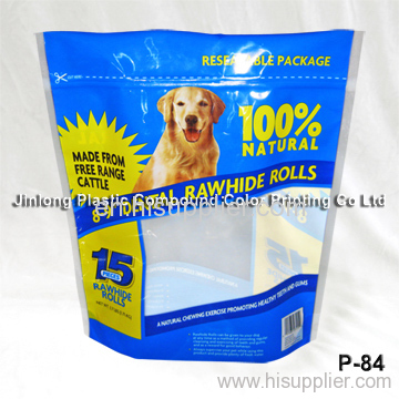 stand up dog food bag with clear window