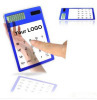 Transparent touch screen 8 digit solar calculator