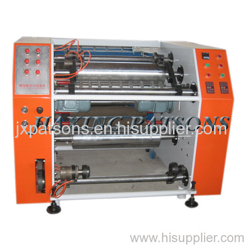 Stretching wrapping film roll slitting rewinding machines