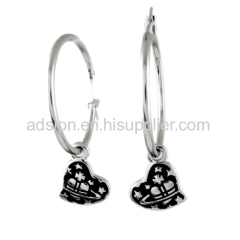 Fashion Vivienne Heart Star Hoop Earrings Black