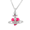 Fashion Vivienne Diamante Heart Necklace Pink