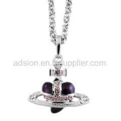 Fashion Vivienne Diamante Heart Necklace Purple