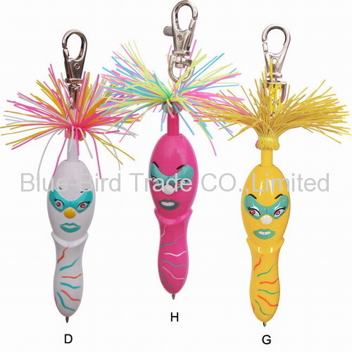 Hair keychain ball pen