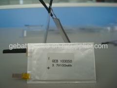 1mm lithium-polymer battery cell 103050 3.7V100mAh