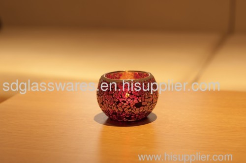 round crackle candle holder