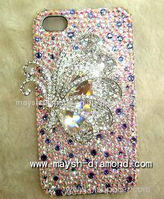 Butterfly 3D swarovski elements iphone 4 cover
