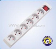 French sockets 6way with switch