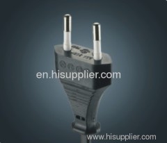 Germany type power cord with plug/2 round pins without earthing contact,VDE approved