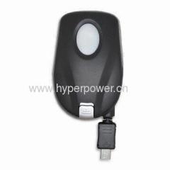 Mobile Phone Retractable Charger with 220V AC, 0.1A Input Power and 5V DC, 1000mA Output Power