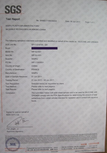 Silicone FDA Test Report 1