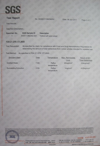 Silicone FDA Test Report 2