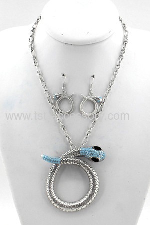 Turquoise blue snake pendant necklace