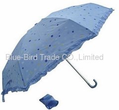 Princess 3-folding manual umbrella with crook handle