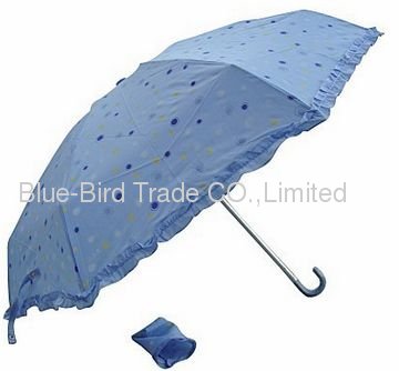 3-folding umbrella with crook handle