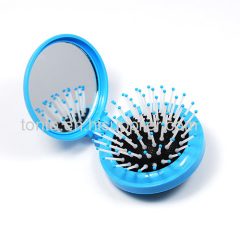 Fashion promotional porket cosmetic compact plastic mirror&brush