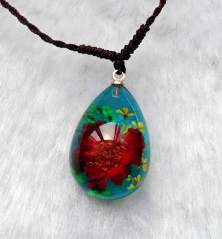 real fresh flower lucite necklace pendant jewelry,flower jewelry,flower gift