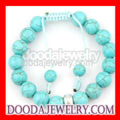 Shamballa Style Thomas Charm Bracelet With Turquoise and Sterling Silver Beads