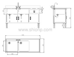 stainless steel dual-basin washing desk