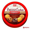 round chocolate cookies tin box