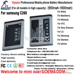 C268 mobile phone battery for samsung cellphone