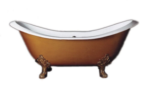 Double thick cast iron bathtub