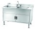 Stainless steel double-basin washing desk(left-size style)