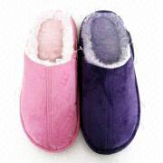 Warm Women's Indoor Slippers with Nice Print, Microsuede Upper and Plush Lining