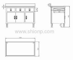 Stainless steel 3 doors working desk