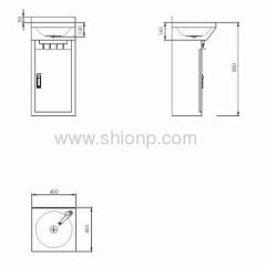 Stainless steel wash basin and towel rack