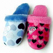 Women's Indoor Slippers, Suede Upper with Printing, Available in Size of 28 to 35 and 36 to 41