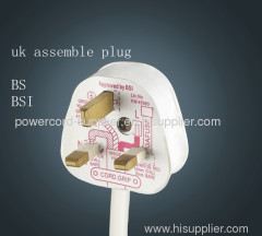 uk assemble 3 pin fused plug BS BSI approval