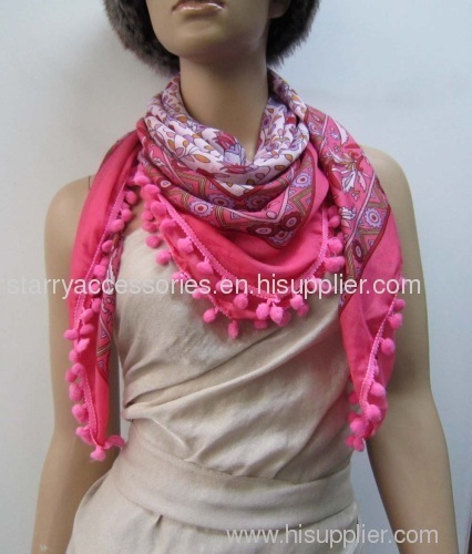 polyester print square scarf