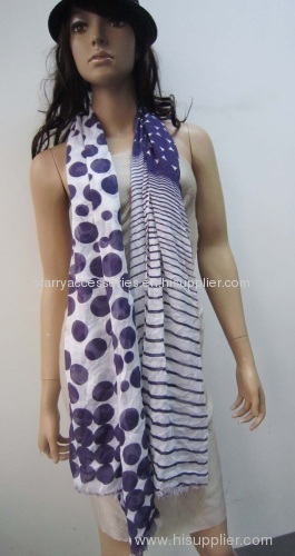 rayon dot and horizontal stripe scarf