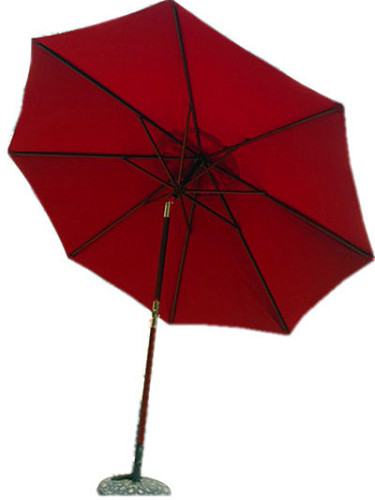 red garden parasol