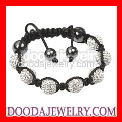 Fashion white pave crystal Tresor Paris child bracelets with hemitite beads