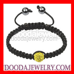 Fashion Yellow Crystal Shamballa Macrame Bracelets With Hematite