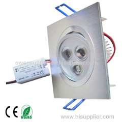 3w high brightness square hot sale white LED downlight