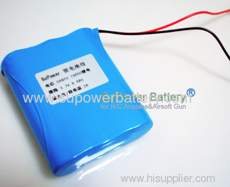 3.7V 6.6Ah 18650 Li-ion Rechargeable Pack with PCB Super High Capacity External Battery Pack